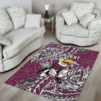 Personalised Manly Warringah Sea Eagles Area Rug Polynesian Tribal Pattern With Rugby Sea Eagle Mascot Art