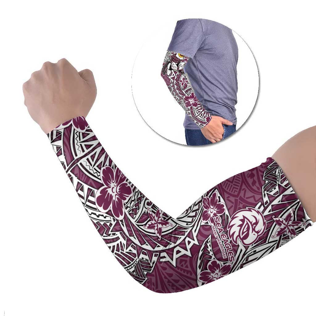 Personalised Manly Warringah Sea Eagles Arm Sleeves Polynesian Tribal Pattern With Rugby Sea Eagle Mascot Art