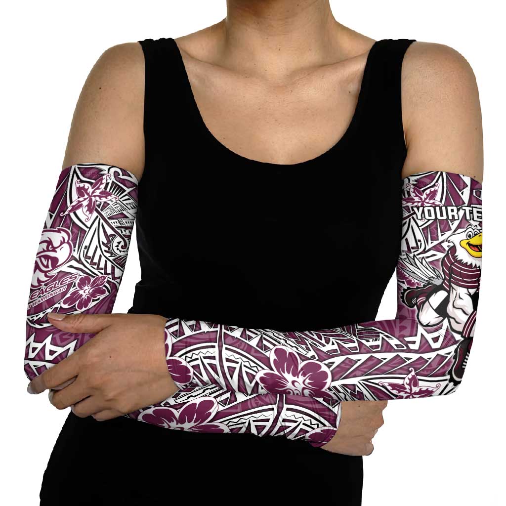 Personalised Manly Warringah Sea Eagles Arm Sleeves Polynesian Tribal Pattern With Rugby Sea Eagle Mascot Art
