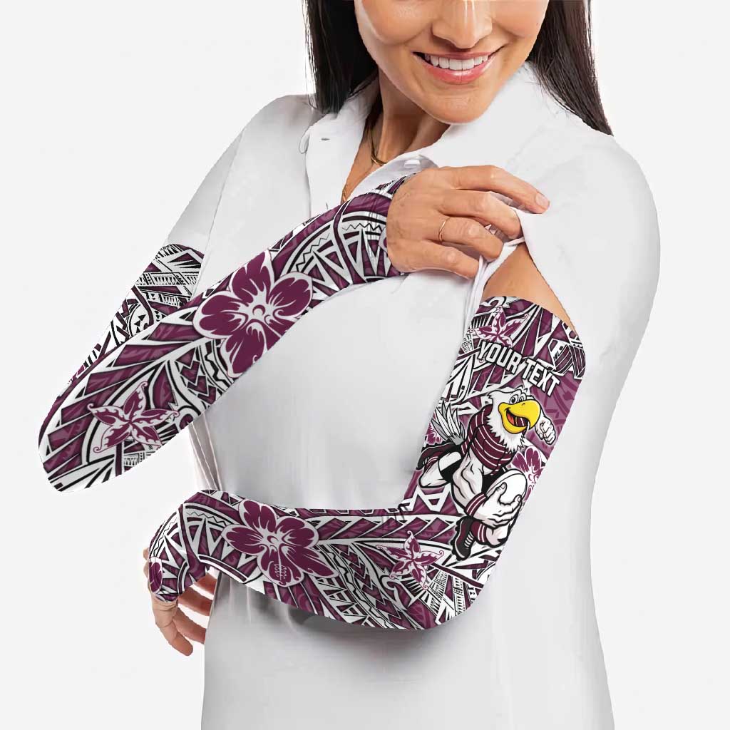 Personalised Manly Warringah Sea Eagles Arm Sleeves Polynesian Tribal Pattern With Rugby Sea Eagle Mascot Art
