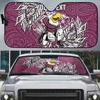 Personalised Manly Warringah Sea Eagles Auto Sun Shade Polynesian Tribal Pattern With Rugby Sea Eagle Mascot Art