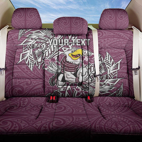 Personalised Manly Warringah Sea Eagles Back Car Seat Cover Polynesian Tribal Pattern With Rugby Sea Eagle Mascot Art