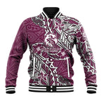 Personalised Manly Warringah Sea Eagles Baseball Jacket Polynesian Tribal Pattern With Rugby Sea Eagle Mascot Art