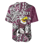 Personalised Manly Warringah Sea Eagles Baseball Jersey Polynesian Tribal Pattern With Rugby Sea Eagle Mascot Art