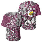 Personalised Manly Warringah Sea Eagles Baseball Jersey Polynesian Tribal Pattern With Rugby Sea Eagle Mascot Art
