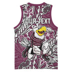 Personalised Manly Warringah Sea Eagles Basketball Jersey Polynesian Tribal Pattern With Rugby Sea Eagle Mascot Art