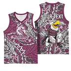 Personalised Manly Warringah Sea Eagles Basketball Jersey Polynesian Tribal Pattern With Rugby Sea Eagle Mascot Art