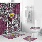 Personalised Manly Warringah Sea Eagles Bathroom Set Polynesian Tribal Pattern With Rugby Sea Eagle Mascot Art