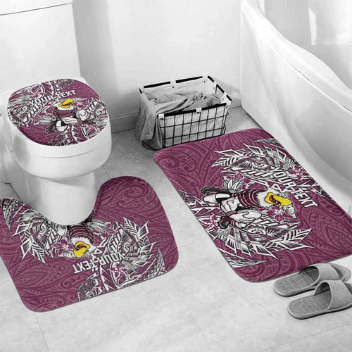 Personalised Manly Warringah Sea Eagles Bathroom Set Polynesian Tribal Pattern With Rugby Sea Eagle Mascot Art