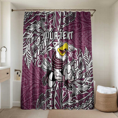 Personalised Manly Warringah Sea Eagles Bathroom Set Polynesian Tribal Pattern With Rugby Sea Eagle Mascot Art