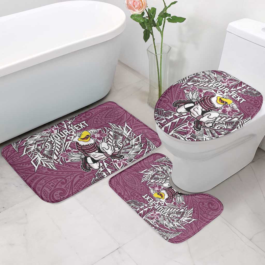 Personalised Manly Warringah Sea Eagles Bathroom Set Polynesian Tribal Pattern With Rugby Sea Eagle Mascot Art