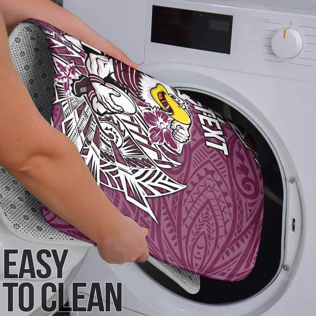 Personalised Manly Warringah Sea Eagles Bathroom Set Polynesian Tribal Pattern With Rugby Sea Eagle Mascot Art