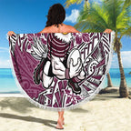 Personalised Manly Warringah Sea Eagles Beach Blanket Polynesian Tribal Pattern With Rugby Sea Eagle Mascot Art
