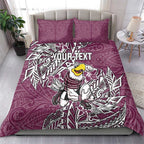 Personalised Manly Warringah Sea Eagles Bedding Set Polynesian Tribal Pattern With Rugby Sea Eagle Mascot Art