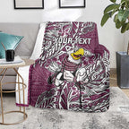Personalised Manly Warringah Sea Eagles Blanket Polynesian Tribal Pattern With Rugby Sea Eagle Mascot Art