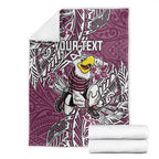 Personalised Manly Warringah Sea Eagles Blanket Polynesian Tribal Pattern With Rugby Sea Eagle Mascot Art