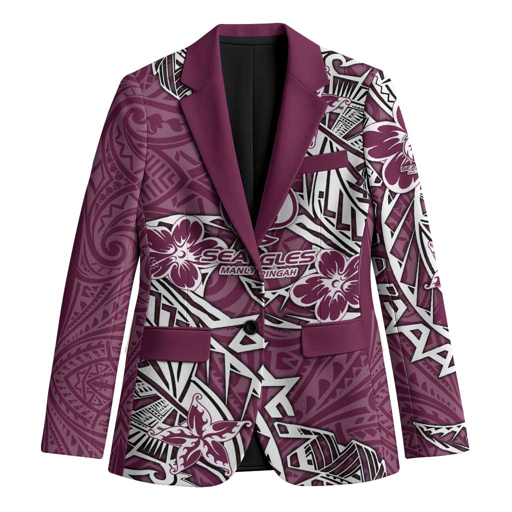 Personalised Manly Warringah Sea Eagles Blazer Polynesian Tribal Pattern With Rugby Sea Eagle Mascot Art