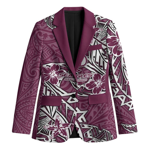 Personalised Manly Warringah Sea Eagles Blazer Polynesian Tribal Pattern With Rugby Sea Eagle Mascot Art