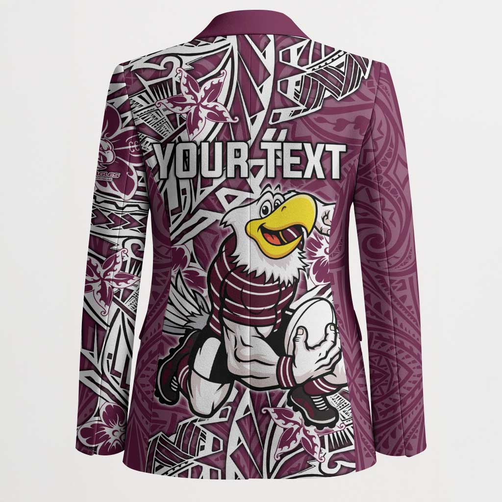 Personalised Manly Warringah Sea Eagles Blazer Polynesian Tribal Pattern With Rugby Sea Eagle Mascot Art