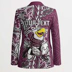 Personalised Manly Warringah Sea Eagles Blazer Polynesian Tribal Pattern With Rugby Sea Eagle Mascot Art