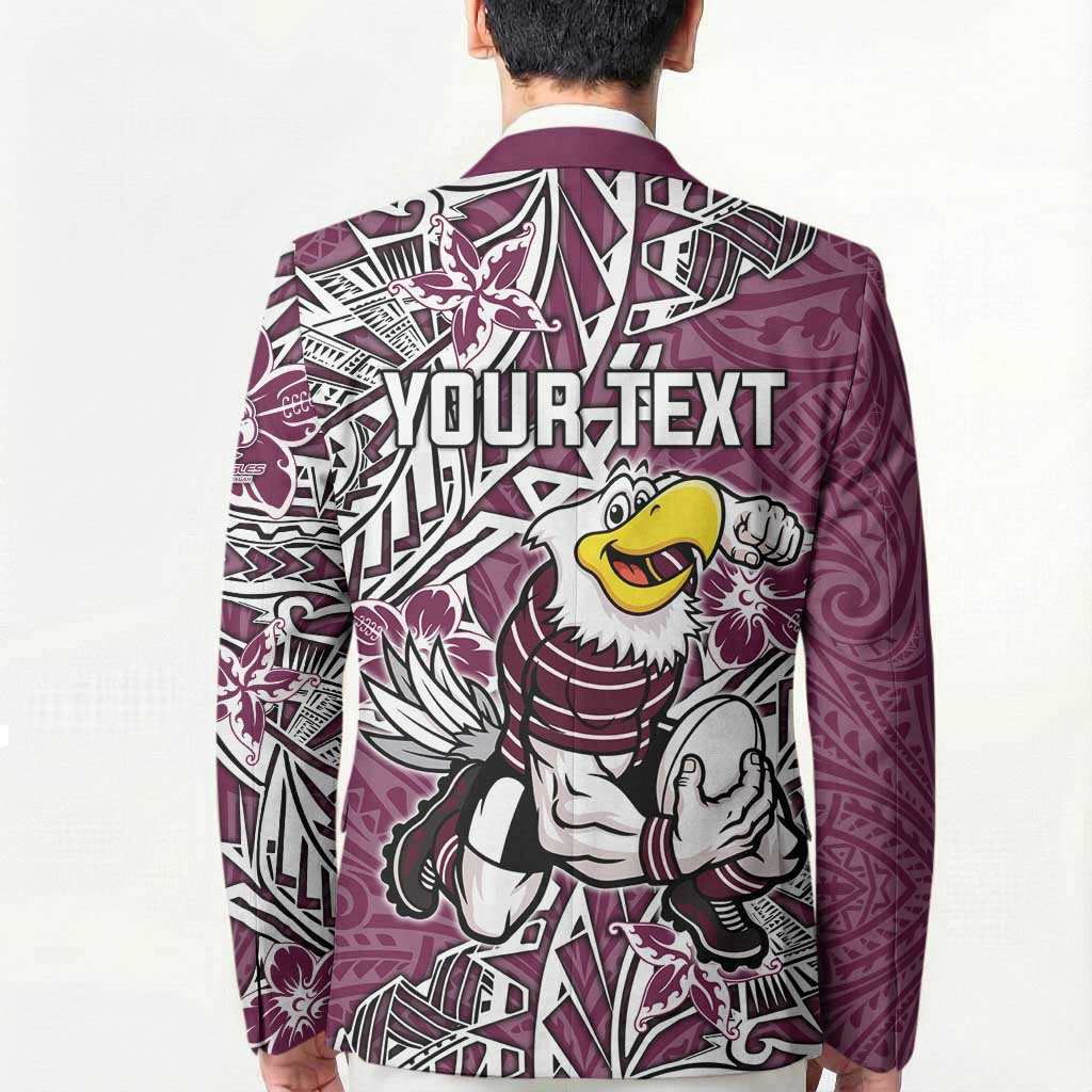 Personalised Manly Warringah Sea Eagles Blazer Polynesian Tribal Pattern With Rugby Sea Eagle Mascot Art