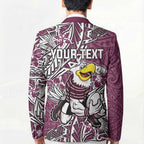 Personalised Manly Warringah Sea Eagles Blazer Polynesian Tribal Pattern With Rugby Sea Eagle Mascot Art