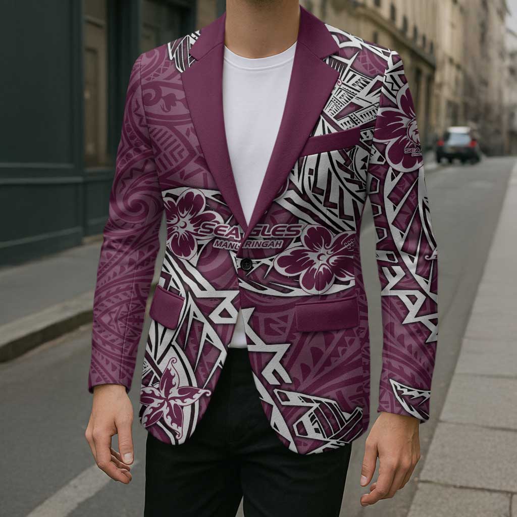 Personalised Manly Warringah Sea Eagles Blazer Polynesian Tribal Pattern With Rugby Sea Eagle Mascot Art