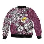 Personalised Manly Warringah Sea Eagles Bomber Jacket Polynesian Tribal Pattern With Rugby Sea Eagle Mascot Art