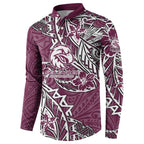Personalised Manly Warringah Sea Eagles Button Sweatshirt Polynesian Tribal Pattern With Rugby Sea Eagle Mascot Art