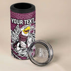 Personalised Manly Warringah Sea Eagles 4 in 1 Can Cooler Tumbler Polynesian Tribal Pattern With Rugby Sea Eagle Mascot Art
