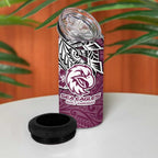 Personalised Manly Warringah Sea Eagles 4 in 1 Can Cooler Tumbler Polynesian Tribal Pattern With Rugby Sea Eagle Mascot Art