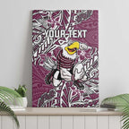 Personalised Manly Warringah Sea Eagles Canvas Wall Art Polynesian Tribal Pattern With Rugby Sea Eagle Mascot Art