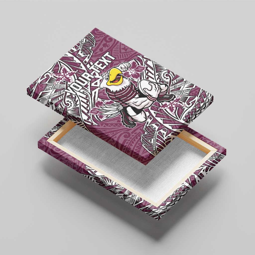 Personalised Manly Warringah Sea Eagles Canvas Wall Art Polynesian Tribal Pattern With Rugby Sea Eagle Mascot Art