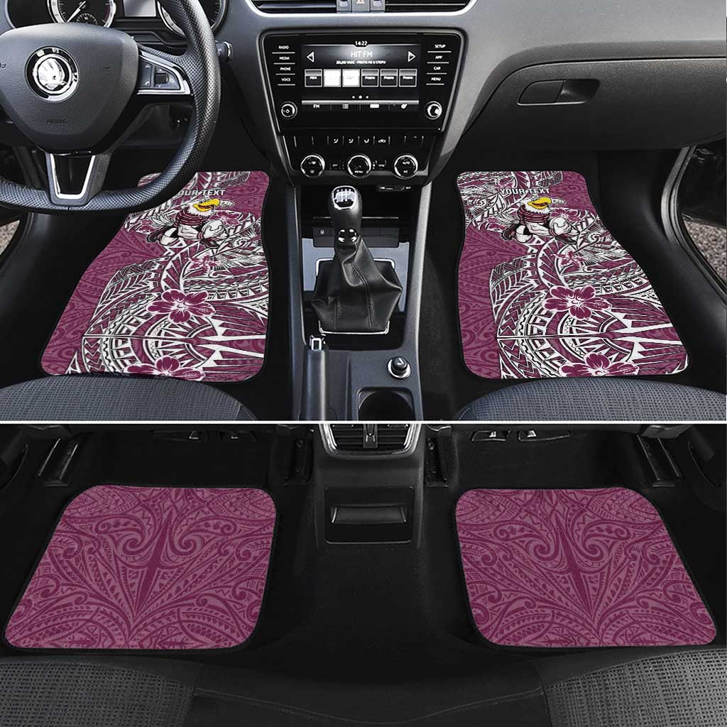 Personalised Manly Warringah Sea Eagles Car Mats Polynesian Tribal Pattern With Rugby Sea Eagle Mascot Art