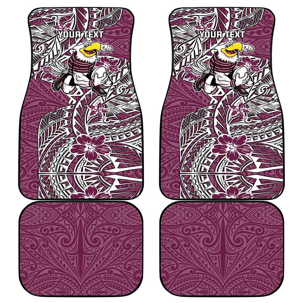 Personalised Manly Warringah Sea Eagles Car Mats Polynesian Tribal Pattern With Rugby Sea Eagle Mascot Art
