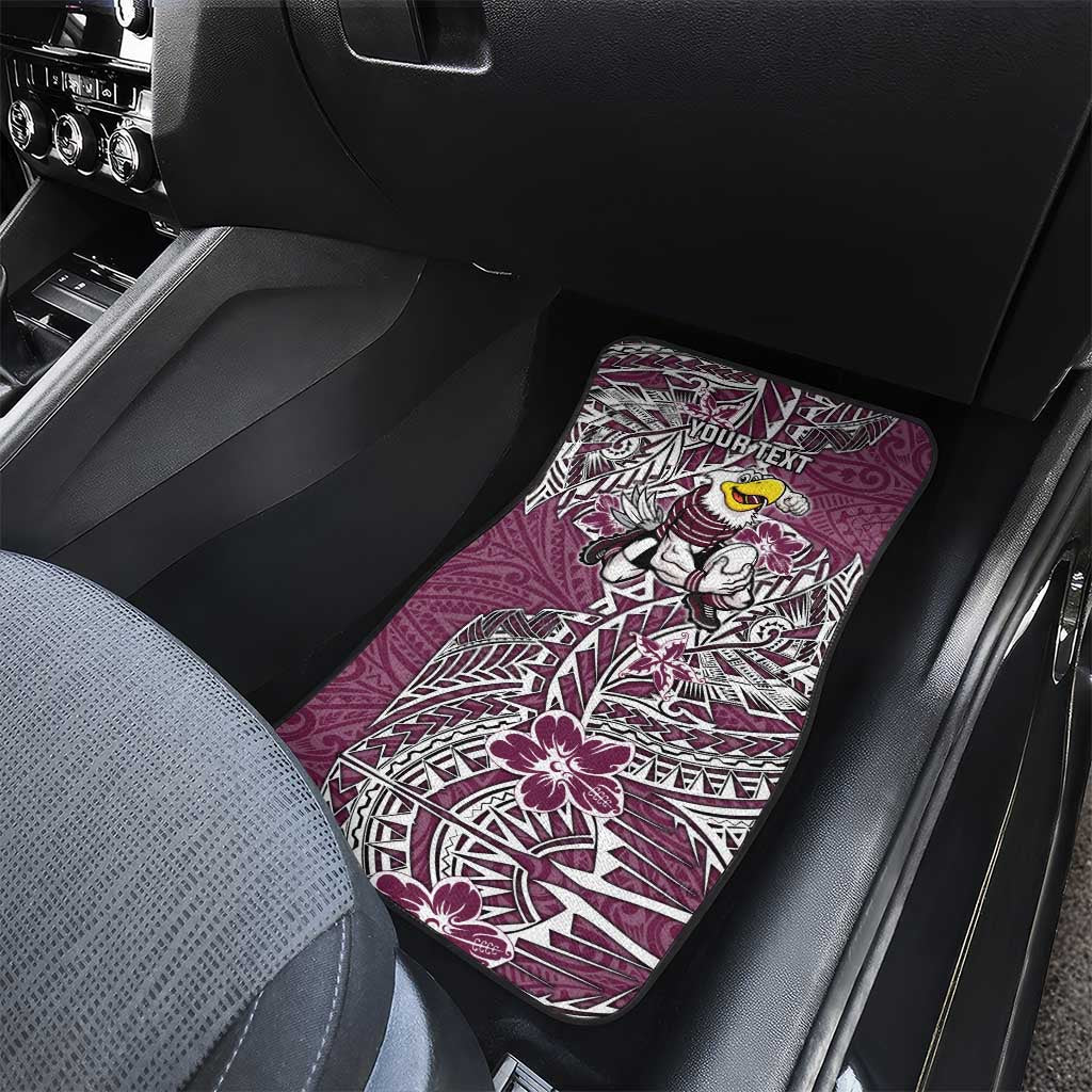 Personalised Manly Warringah Sea Eagles Car Mats Polynesian Tribal Pattern With Rugby Sea Eagle Mascot Art