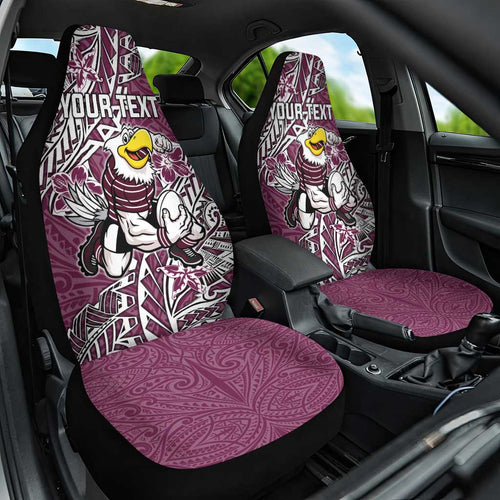Personalised Manly Warringah Sea Eagles Car Seat Cover Polynesian Tribal Pattern With Rugby Sea Eagle Mascot Art