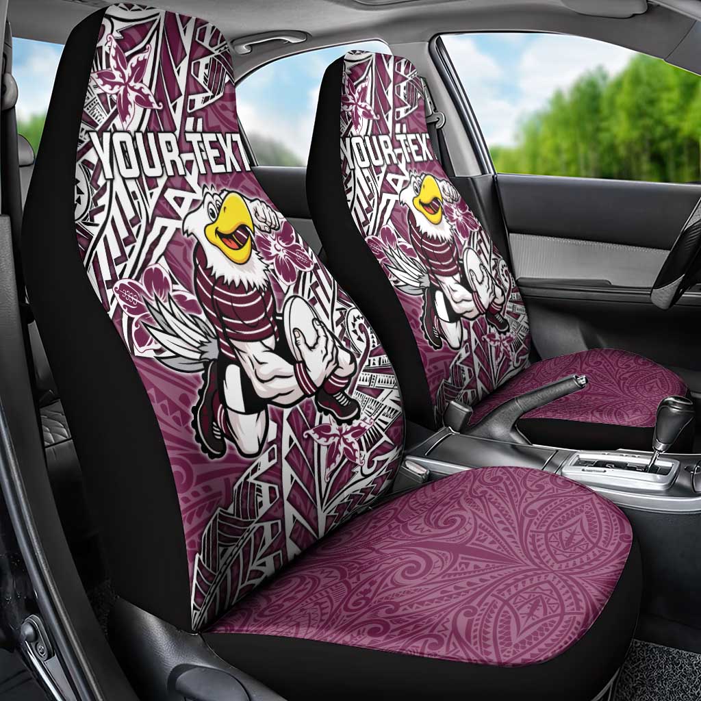 Personalised Manly Warringah Sea Eagles Car Seat Cover Polynesian Tribal Pattern With Rugby Sea Eagle Mascot Art