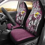Personalised Manly Warringah Sea Eagles Car Seat Cover Polynesian Tribal Pattern With Rugby Sea Eagle Mascot Art