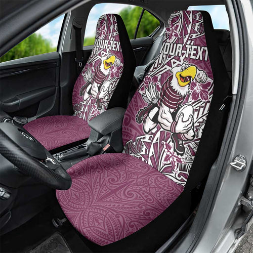 Personalised Manly Warringah Sea Eagles Car Seat Cover Polynesian Tribal Pattern With Rugby Sea Eagle Mascot Art