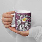 Personalised Manly Warringah Sea Eagles Ceramic Mug Polynesian Tribal Pattern With Rugby Sea Eagle Mascot Art