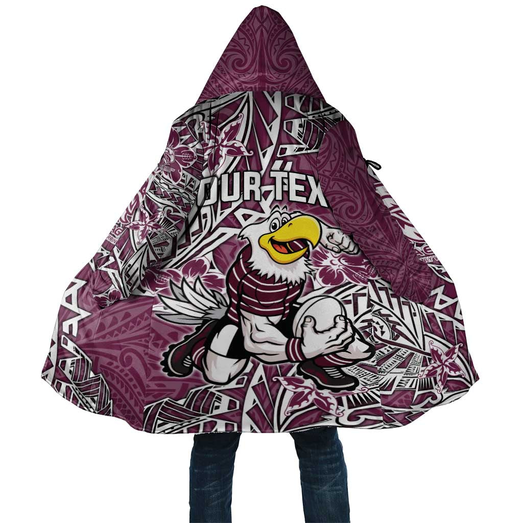 Personalised Manly Warringah Sea Eagles Cloak Polynesian Tribal Pattern With Rugby Sea Eagle Mascot Art