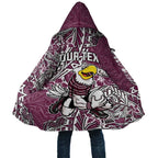 Personalised Manly Warringah Sea Eagles Cloak Polynesian Tribal Pattern With Rugby Sea Eagle Mascot Art