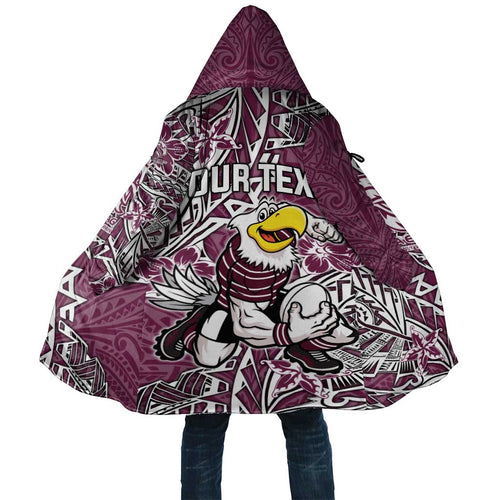 Personalised Manly Warringah Sea Eagles Cloak Polynesian Tribal Pattern With Rugby Sea Eagle Mascot Art