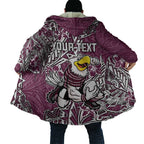 Personalised Manly Warringah Sea Eagles Cloak Polynesian Tribal Pattern With Rugby Sea Eagle Mascot Art