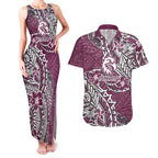 Personalised Manly Warringah Sea Eagles Couples Matching Tank Maxi Dress and Hawaiian Shirt Polynesian Tribal Pattern With Rugby Sea Eagle Mascot Art