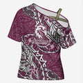 Personalised Manly Warringah Sea Eagles Cross Shoulder Shirt Polynesian Tribal Pattern With Rugby Sea Eagle Mascot Art