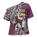 Personalised Manly Warringah Sea Eagles Cross Shoulder Shirt Polynesian Tribal Pattern With Rugby Sea Eagle Mascot Art