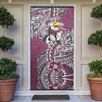Personalised Manly Warringah Sea Eagles Door Cover Polynesian Tribal Pattern With Rugby Sea Eagle Mascot Art