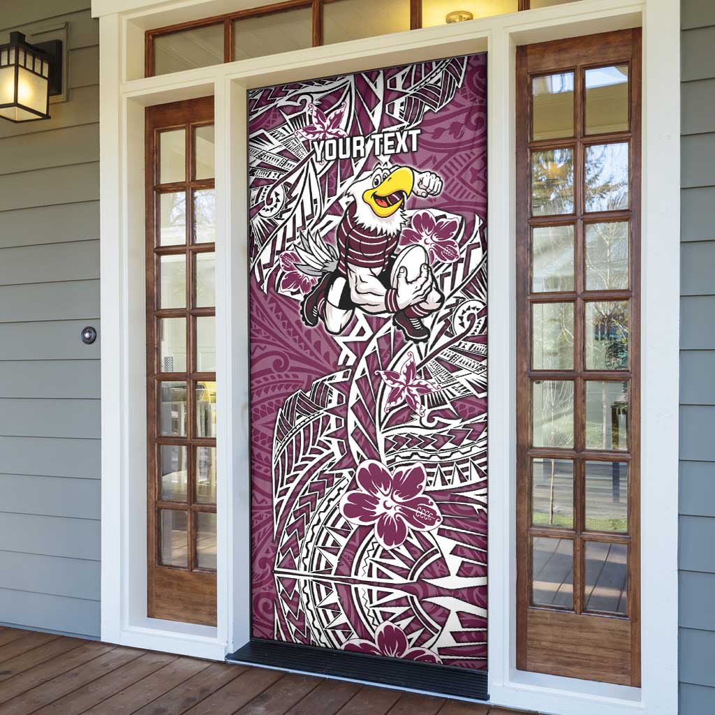 Personalised Manly Warringah Sea Eagles Door Cover Polynesian Tribal Pattern With Rugby Sea Eagle Mascot Art
